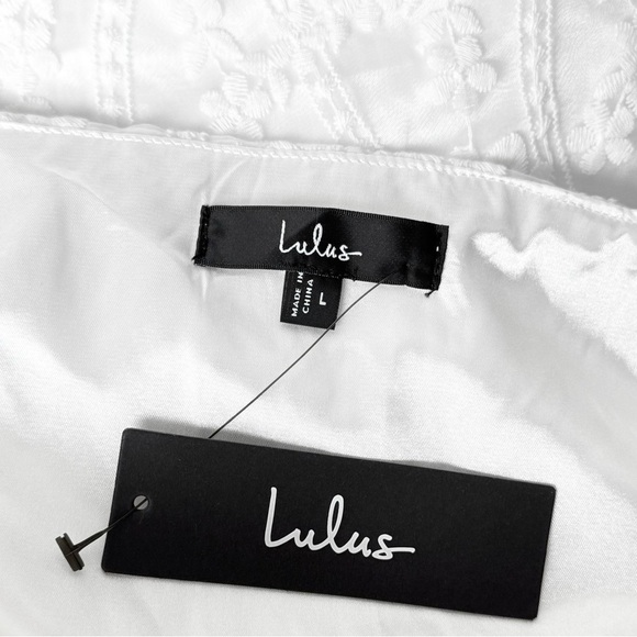 NWT LULUS Floral Embroidered Lace Square Neck Bustier Sleeveless Sheath Dress L - Picture 5 of 5